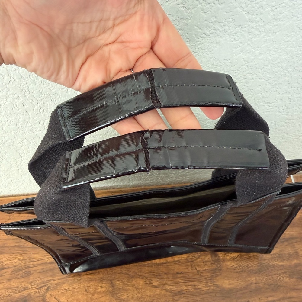 Tory Burch Tote Hand Bag Carry All Logo Structured Patent PVC Enamel Shiny - Picture 8 of 10